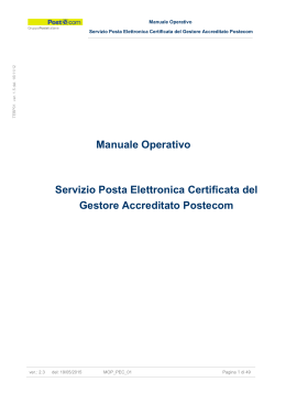 Manuale Operativo Servizio Posta Elettronica Certificata