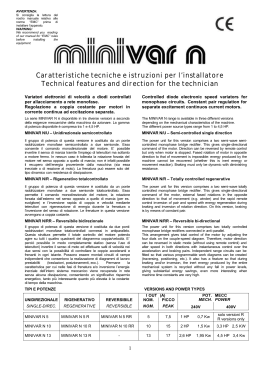 Caratteristiche tecniche e istruzioni per l`installatore