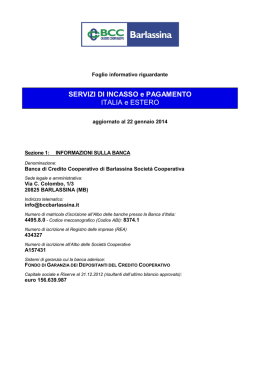 SERVIZI DI INCASSO e PAGAMENTO ITALIA e