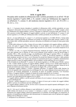 D.M. 11 aprile 2011 Disciplina delle modalit&agrave; di effettuazione delle
