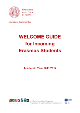 WELCOME GUIDE for Incoming Erasmus Students