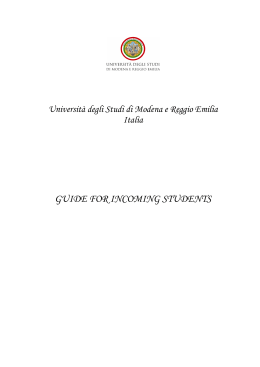guide for incoming students - Università degli studi di Modena e