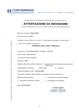 Attestazione di revisione Vigilanza sugli enti cooperativi