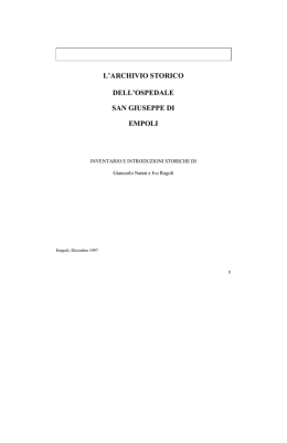 Ospedale di Empoli - Soprintendenza Archivistica della Toscana