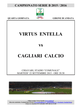 Virtus Entella-Cagliari - 4&deg; giornata serie B - 22