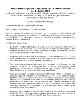 Regolamento della Commissione relativo all`autorizzazione