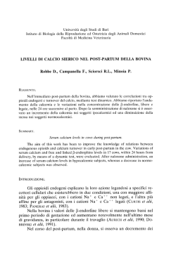 livelli di calcio sierico nel post-partum della bovina