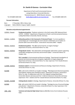CV Danilo Di Genova - Section for Mineralogy, Petrology