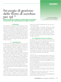 TRASPORTI Strategia di gestione delle flotte di autobus per tpl
