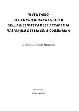 Fondo Johannes Faber - Accademia Nazionale dei Lincei