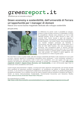 (Green Economy-Nasce nuova laurea magistrale).