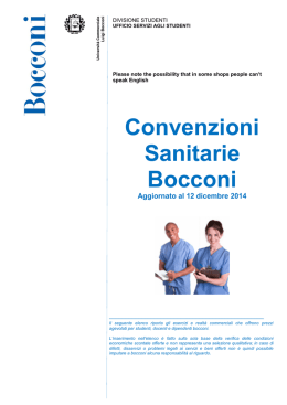Convenzioni Sanitarie Bocconi Aggiornato al 12 dicembre 2014