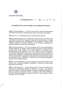 Determinazione del Dirigente dell`Ufficio Mobilità e Sicurezza