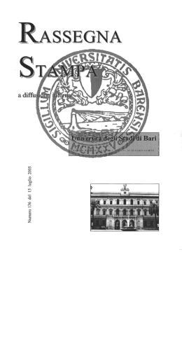 Numero 136 del 15 luglio 2005 - Universit&agrave; degli Studi di Bari