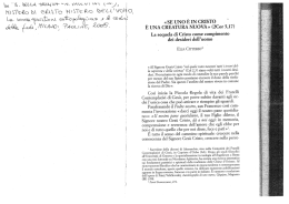 \ &laquo;SE UNO &Egrave; IN CRI-STO A E UNA CREATURA NUOVA&raquo; (2Cor 5,17)