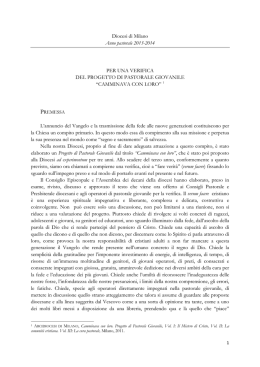 Testo per la verifica del Progetto di Pastorale