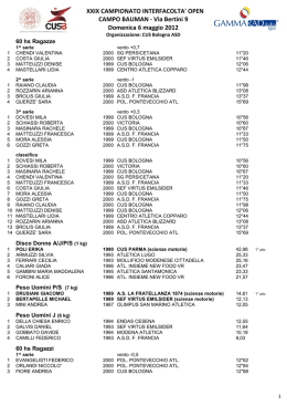 Via Bertini 9 Domenica 6 maggio 2012