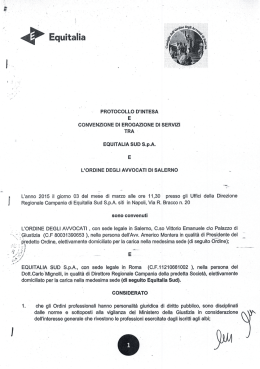 ` EQUITALIA SUD S.p.A., con sede legale in Roma PROTOCOLLO D