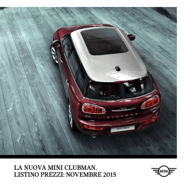 LA NUOVA MINI CLUBMAN. LISTINO PREZZI: NOVEMBRE 2015
