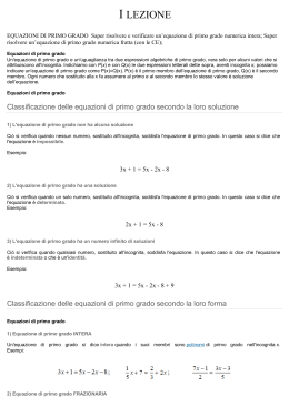 Equazioni di I grado (corso di recupero del 29/1/2014