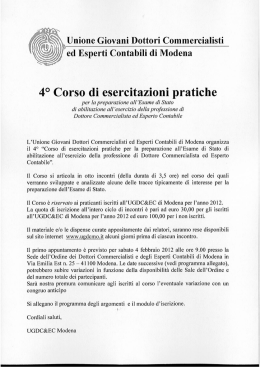 4° Corso di esercitazioni pratiche - ordine dei dottori commercialisti