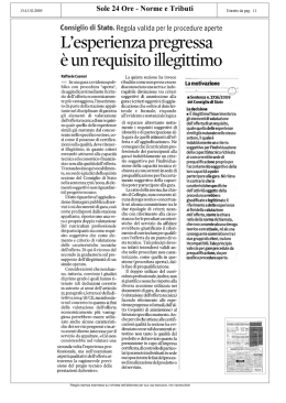 L`esperienza pregressa è un requisito illegittimo