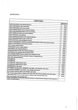 Tariffario Convenzione Sanitaria