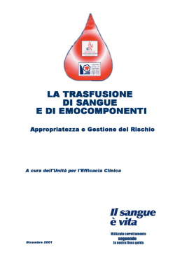 La trasfusione di sangue e di emocomponenti