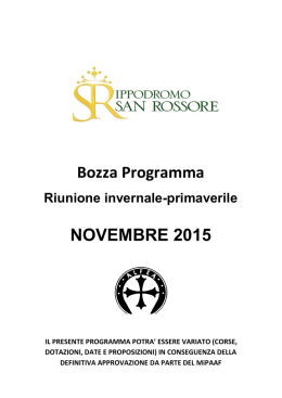 Bozza Programma NOVEMBRE 2015
