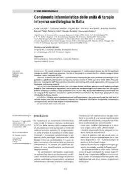 Censimento infermieristico delle unità di terapia intensiva