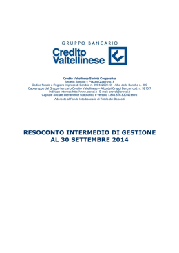 3º trimestre 2014 - Credito Valtellinese