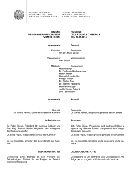 deliberazione Giunta camerale 24.11.2014, n. 130