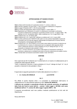 Approvazione atti bando n. 070 / 2010 - Sapienza