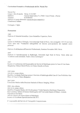 Curriculum Formativo e Professionale del Dr. Nicola Flor