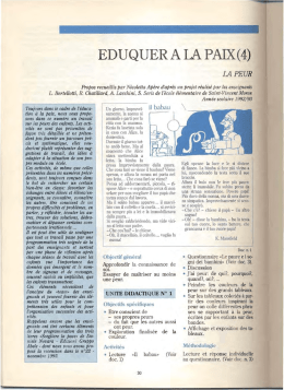 Éduquer à la paix (4) - La peur / Propos recueillis par Nicoletta Apère