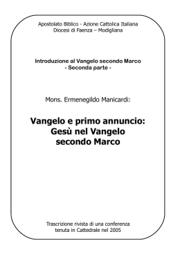 Gesù nel Vangelo secondo Marco - Diocesi di Faenza