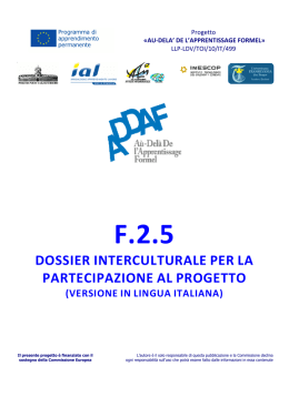 f.2.5 dossier interculturale per la partecipazione al progetto