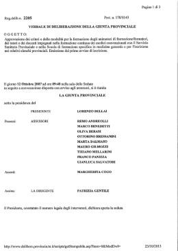 Delibera provinciale "formazione formatori"