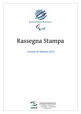 Rassegna 20 febbraio - Comitato Italiano Paralimpico