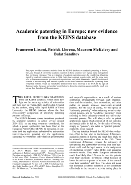 Academic patenting in Europe: new evidence from the KEINS