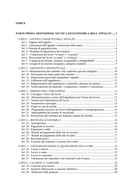 indice parte prima: definizione tecnica ed economica dell`appalto