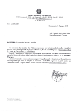 Informazione scuola-famiglie-Primaria Pizzano