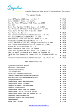 Lista dei Vini, bianchi, rosati e rossi