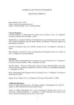 CURRICULUM VITAE ET STUDIORUM