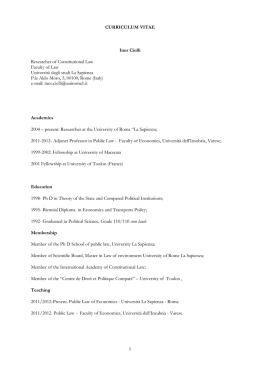CV eng - Universit&agrave; di Roma Sapienza