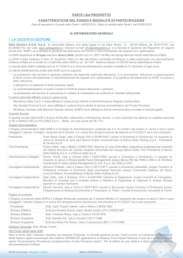 PARTE I del PROSPETTO CARATTERISTICHE