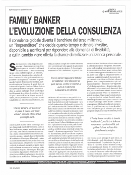 FAMILY BANKER L`EVOLUZIONE DELLA CONSULENZA