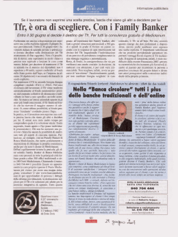 Tfr, &egrave; ora di scegliere. Con i Family Banker
