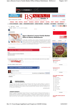 Pagina 1 di 4 Apre a Brescia il nuovo Family Banker Office di Banca
