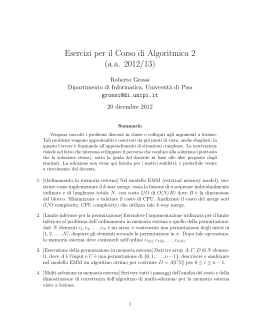 Esercizi per il Corso di Algoritmica 2 (a.a. 2012/13)
